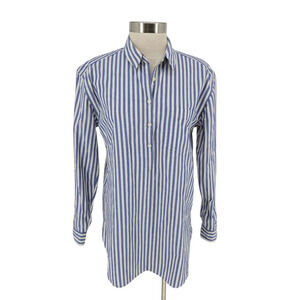 Lucky Brand Tunic Shirt Blue Striped Long Sleeve Mini Dress Popover Top Small